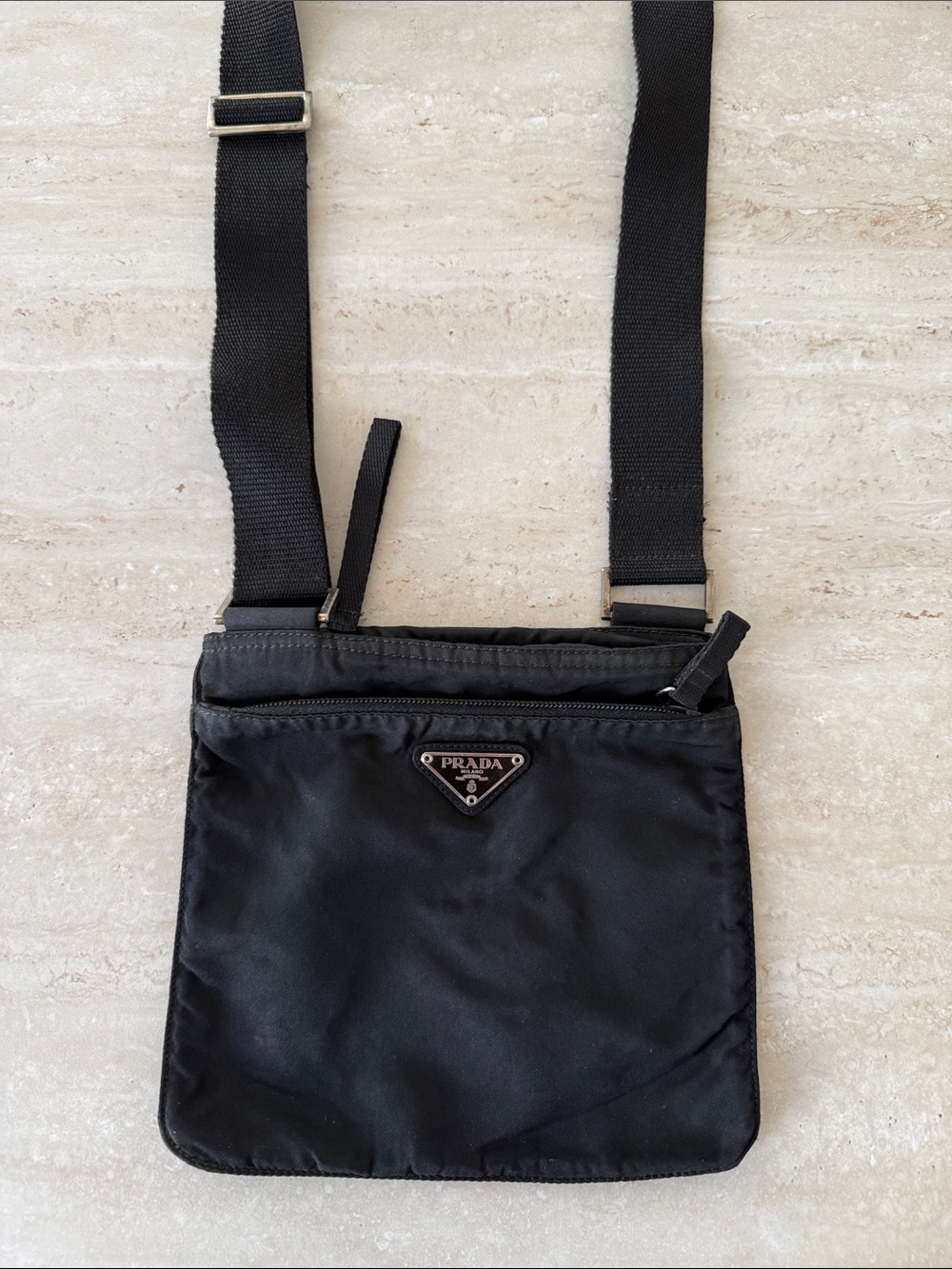 Prada Black Nylon Messenger Crossbody Bag